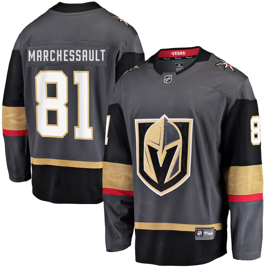 Men Vegas Golden Knights 81 Jonathan Marchessault Fanatics Branded Gray Alternate Breakaway Player NHL Jersey